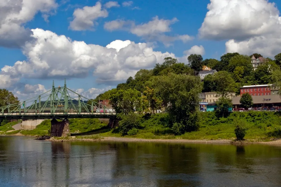 Phillipsburg above the Delaware River, with the Free Bridge to Easton